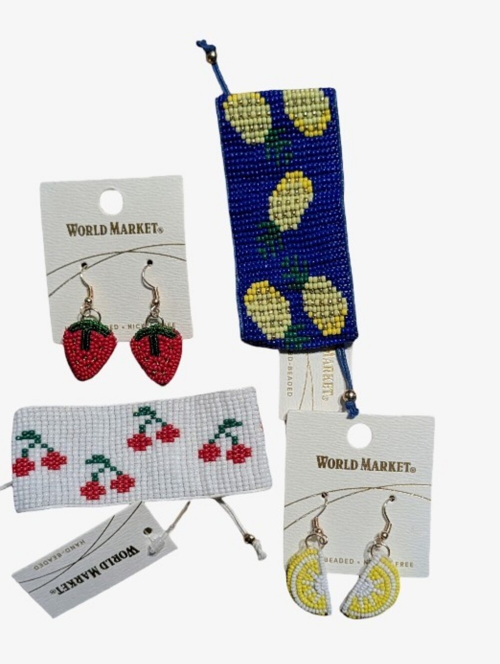 World Market Bead Woven 4pc Jewelry Sets Earrings & Bracelets